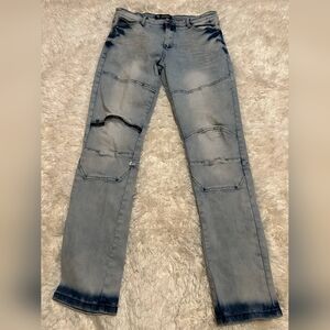 ENCRYPTED SUPPLY CO. Lightwash Distressed Cargo Stylish Skinny Sz. 34x30